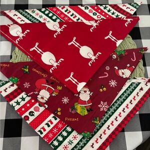 4 Set of Christmas Holiday Dog Bandana Scarf Size M/L